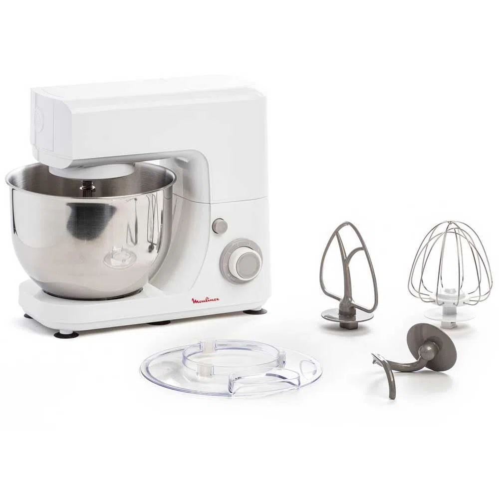 Moulinex Essential QA1501 - Robot de Reposteria 800W, para amasar y batir, 6 velocidades + función Pulse, Kit para Masas, varillas, vaso de 4,8 L antisalpicaduras