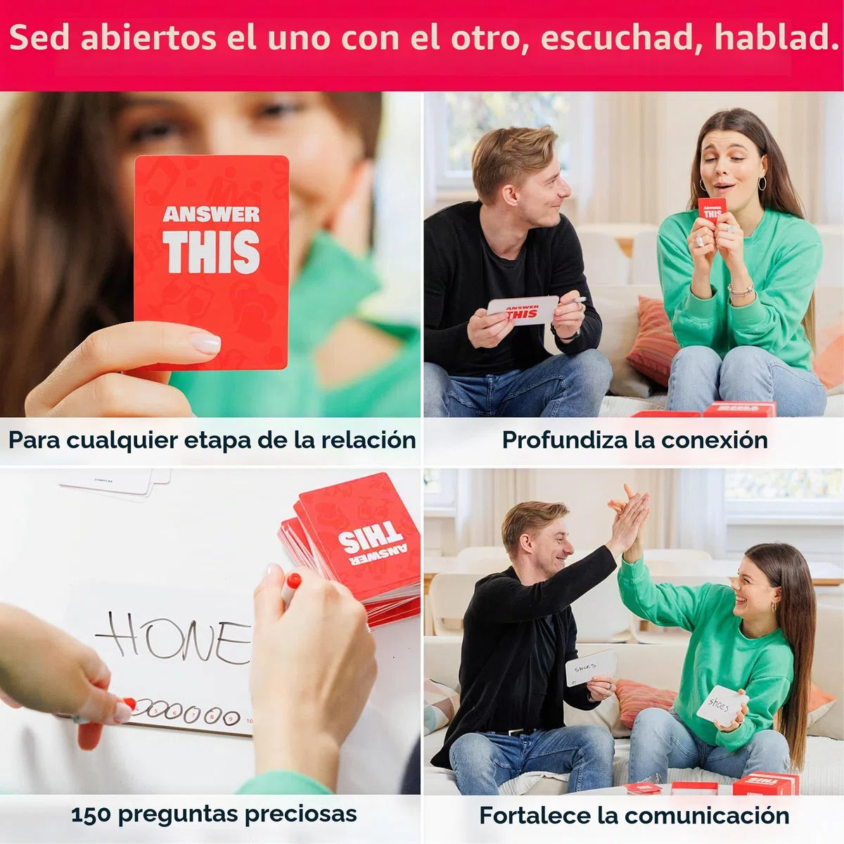 Answer This - Couples - ¿Cuánto Conoces a Tu Pareja? - Juego de Cartas de Relación y Conversación para Noche Romántica o Fiesta - Ideal para Aniversario y Regalo de San Valentín en Inglés