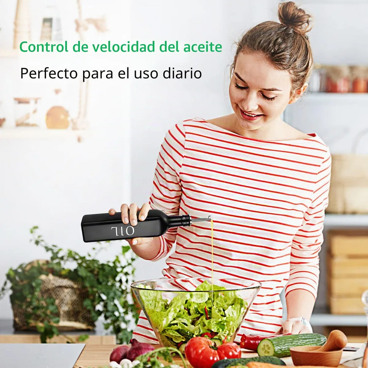 DaiRen Kitchen Juego de 2 dispensadores de aceite y vinagre, dispensador de aceite de oliva blanco y negro con soporte de almacenamiento y boquilla de acero inoxidable, 500 ml, juego de cristal
