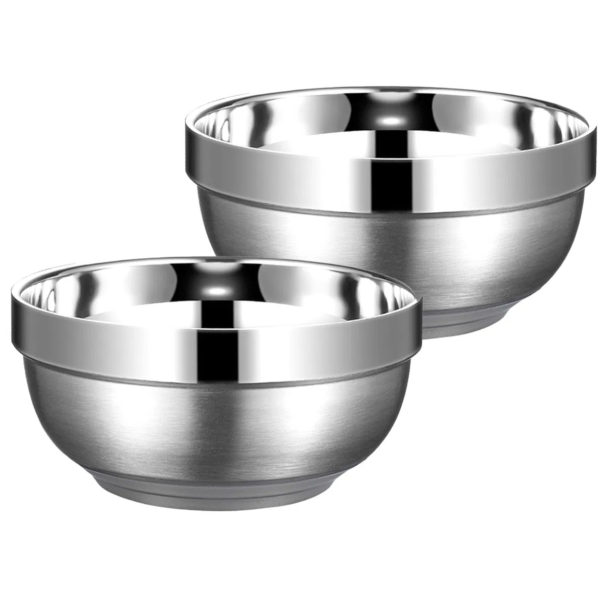 Yalin Juego de 2 cuencos de acero inoxidable con aislamiento térmico, SUS 304, cuencos de metal multiusos de doble pared, cuencos perfectos para servir helado o sopa caliente, cereales, fideos,