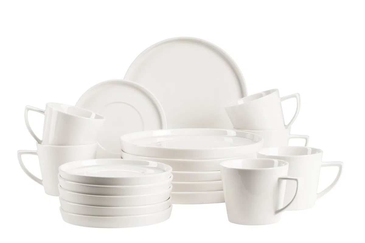 MÄSER, Serie Sita - Juego de platos para 6 personas (porcelana blanca), color blanco