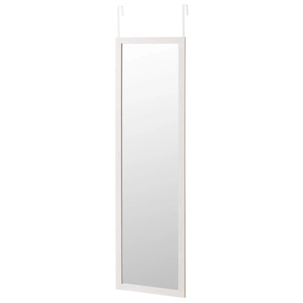 LOLAhome - Espejo de Madera Blanca de Cuerpo Entero de 35x125 cm para Pared o Puerta - Espejo de Dormitorio Rectangular y Moderno - Ideal para Vestidor y Pasillo