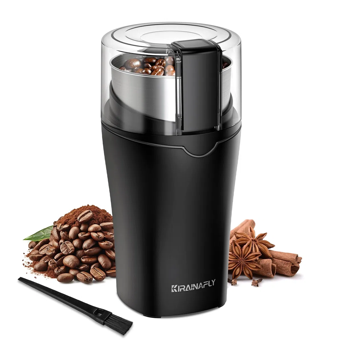 Molinillo Eléctrico para Especias, Molinillo Eléctrico para Granos de Café para Cocina, Cámara Extraíble de Acero Inoxidable, Perfecto para Granos de Café Especias Hierbas y Frutos Secos, Gris Oscuro
