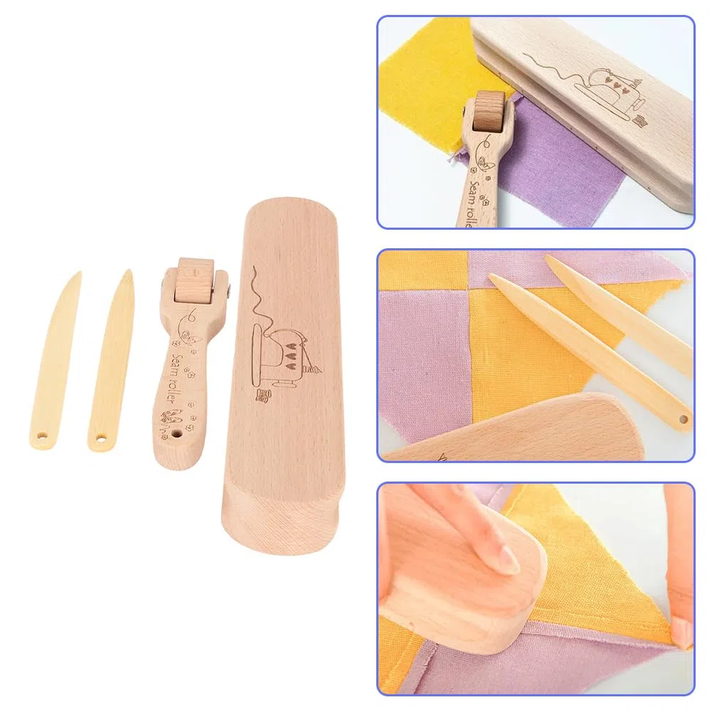Leoapcat Clapper de Sastre, Juego de Badajo de Sastre de Madera de Haya con Rodillo de Costura para Acolchar para Coser Acolchados para Aplanar Telas, Presionar Puntos, Arrugas de Ropa, Bordado