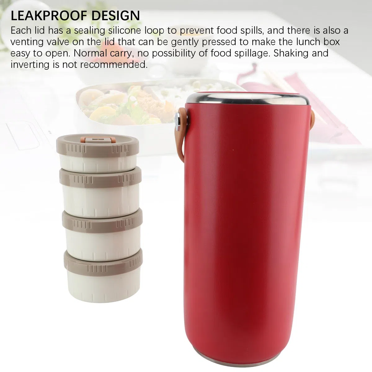 Naroote Tarro de Comida Aislado Al Vacío, Lonchera a Prueba de Fugas Sellada de Boca Ancha de Acero Inoxidable de 3,4 L, Contenedor de Comida Caliente Portátil para el Picnic de la Escuela de
