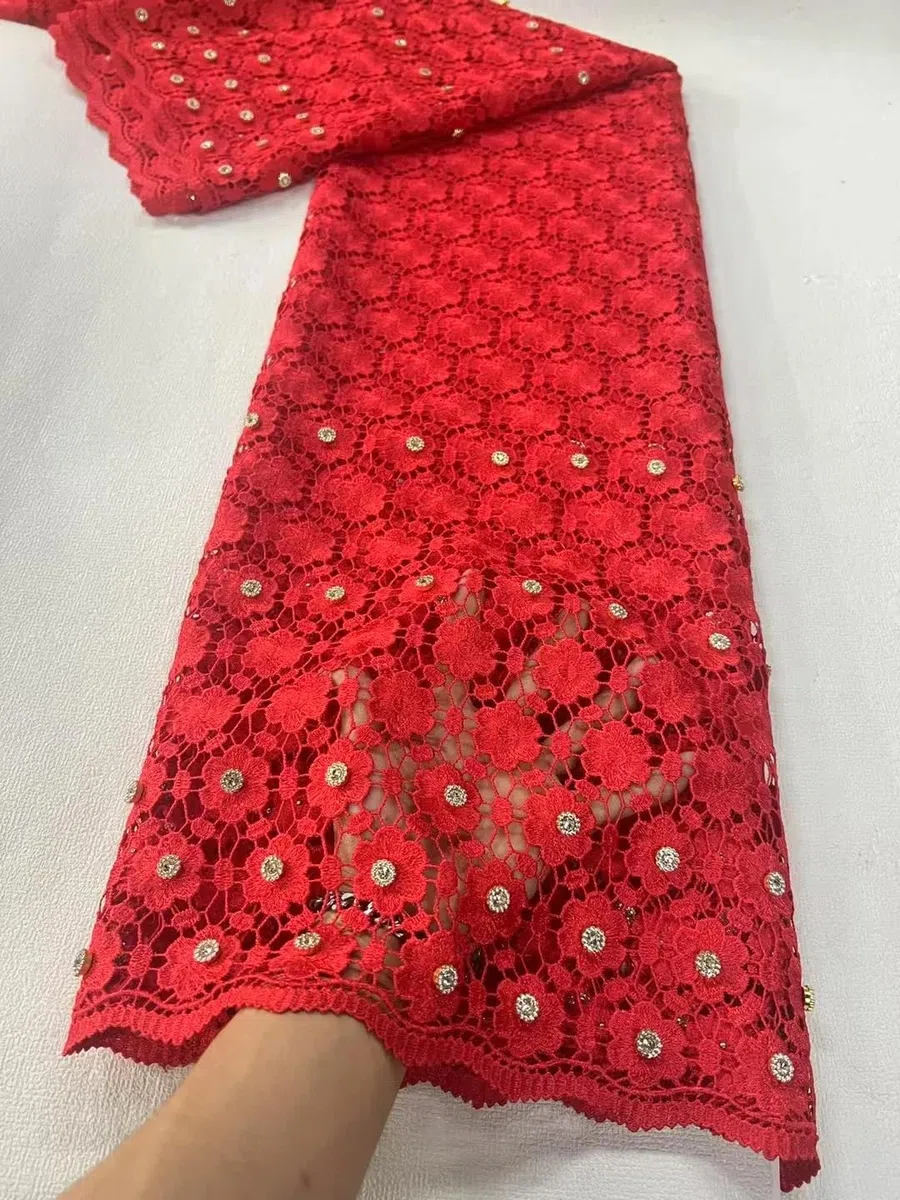 Guisolid - Tela de encaje de tul de algodón bordado, 5 yardas, para vestidos de graduación, tela de costura de 3 5 yardas