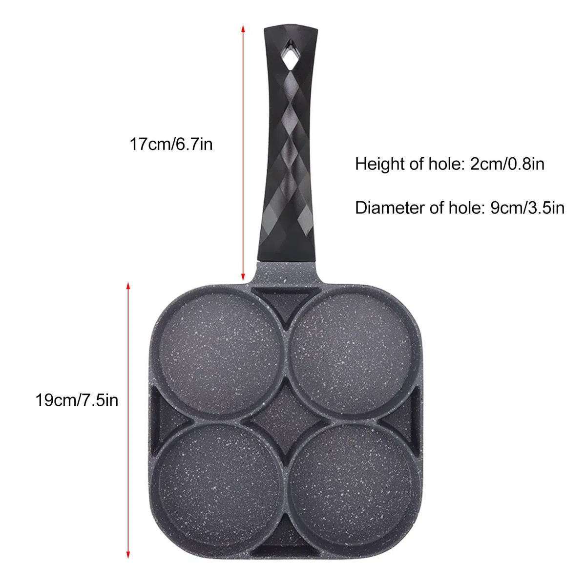 Sartén de 4 orificios, sartén de aluminio, olla plana resistente al calor, sartén antiadherente, sartén para tortillas para panqueques, hamburguesas, accesorio de cocina (-3118220139011)