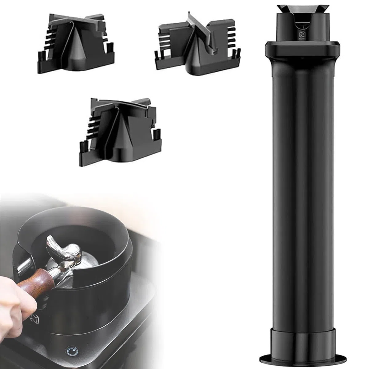 Qiang Limpiador Automático De Portafiltros con Sensor De Seguridad Antifalso Tacto - 30w,Filtro De Café Máquina Limpiador De Posos Café Incluye 3 Cabezales De Cepillo,Limpieza Rápida 3S,C