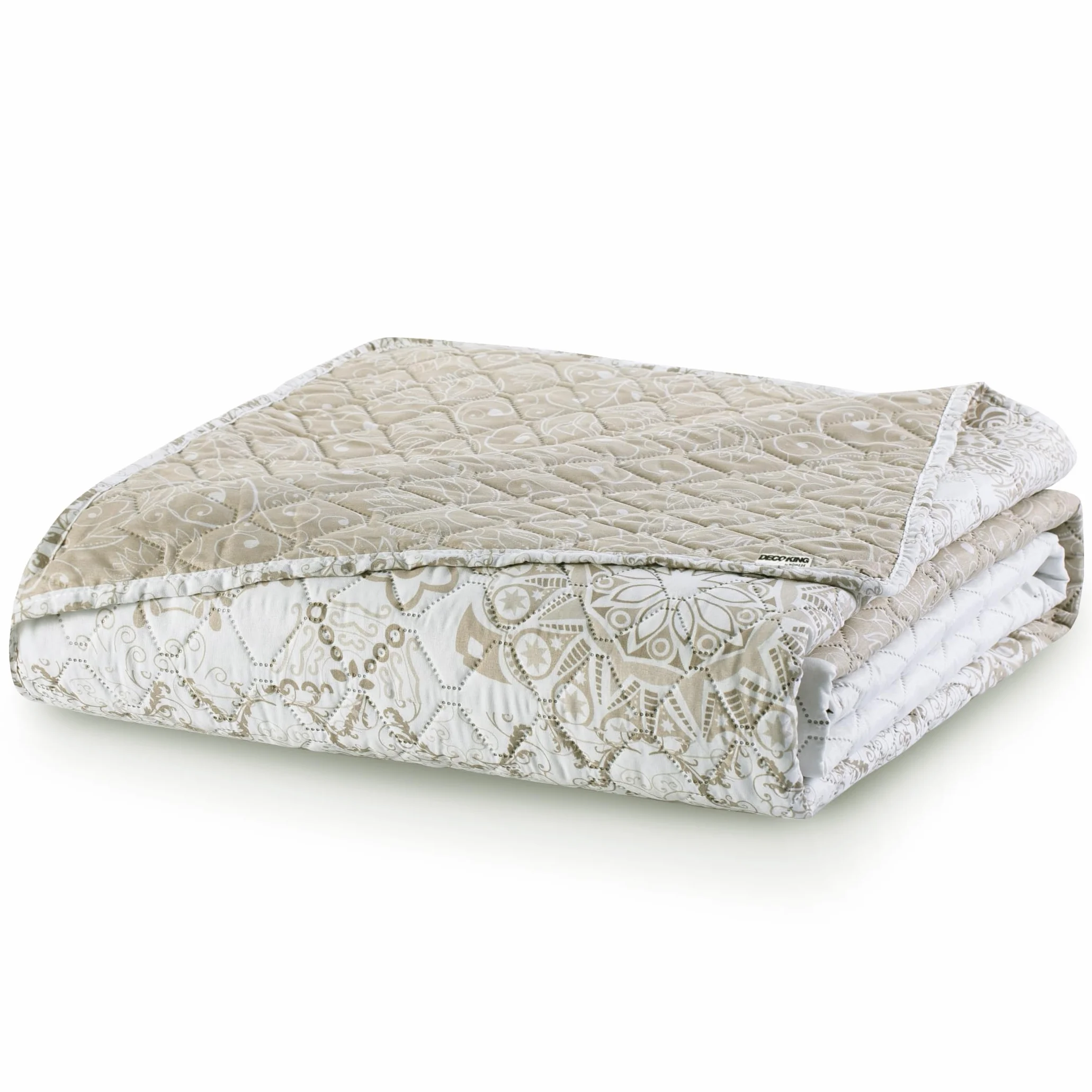 DecoKing Alhambra - Colcha (260 x 280 cm, fácil Cuidado, diseño Abstracto), Color Beige y Blanco