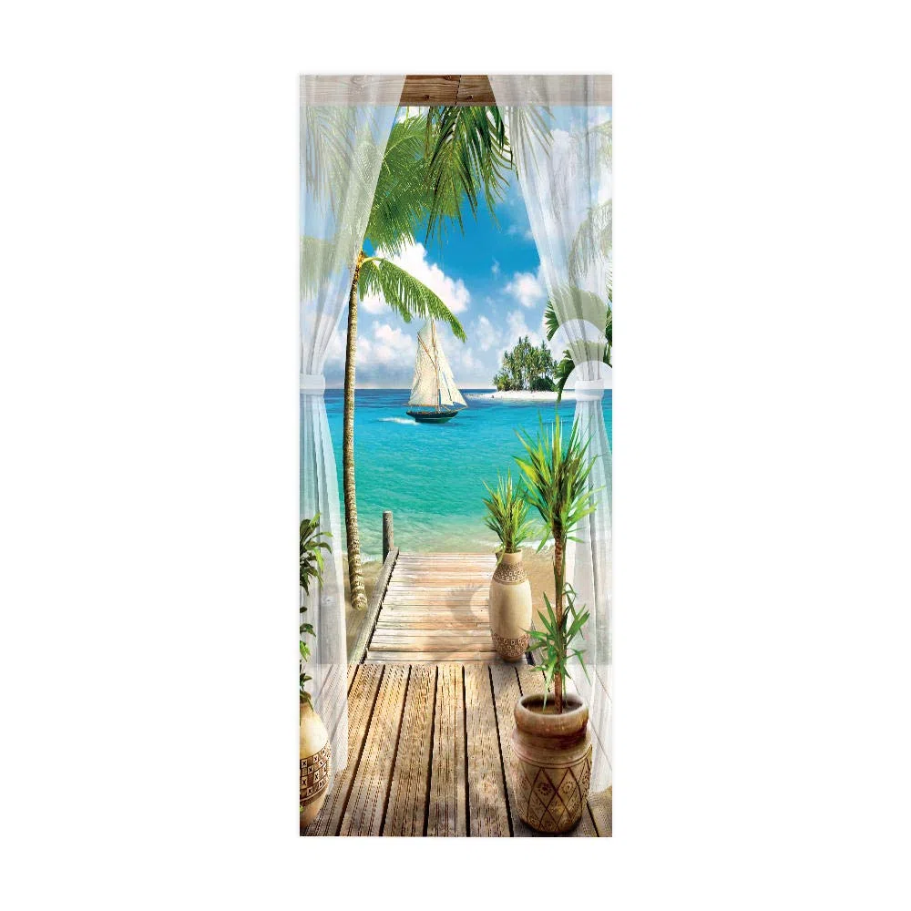 3d Pegatina Puerta Mural Autoadhesivo Con Vista Al Mar DecoracióN Del Hogar Pegatinas De Pared Dormitorio Sala De Estar PóSter ExtraíBle Pegatinas ArtíSticas-Los 77x200cm