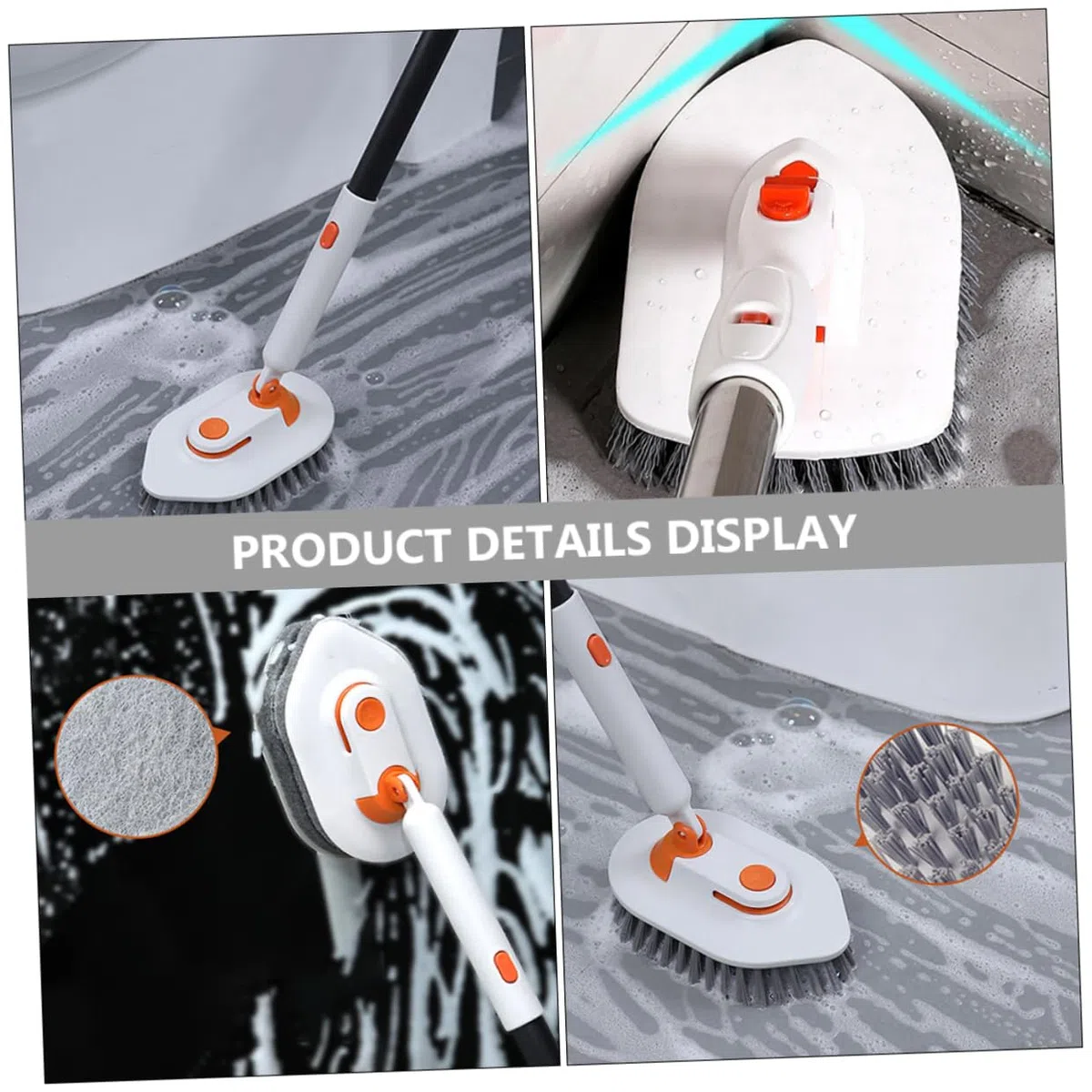 Cepillo De Suelo Multifuncional para Limpiar Ventanas Azulejos y Bañeras Mango Extensible para Uso Ducha y Lechada De De Baño