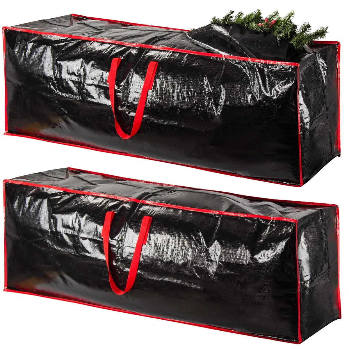 Paquete de 2 bolsas de almacenamiento para árbol de Navidad, tela impermeable con asas reforzadas y cremalleras seguras, bolsa para árbol de Navidad que se adapta a árboles artificiales de hasta 7.5
