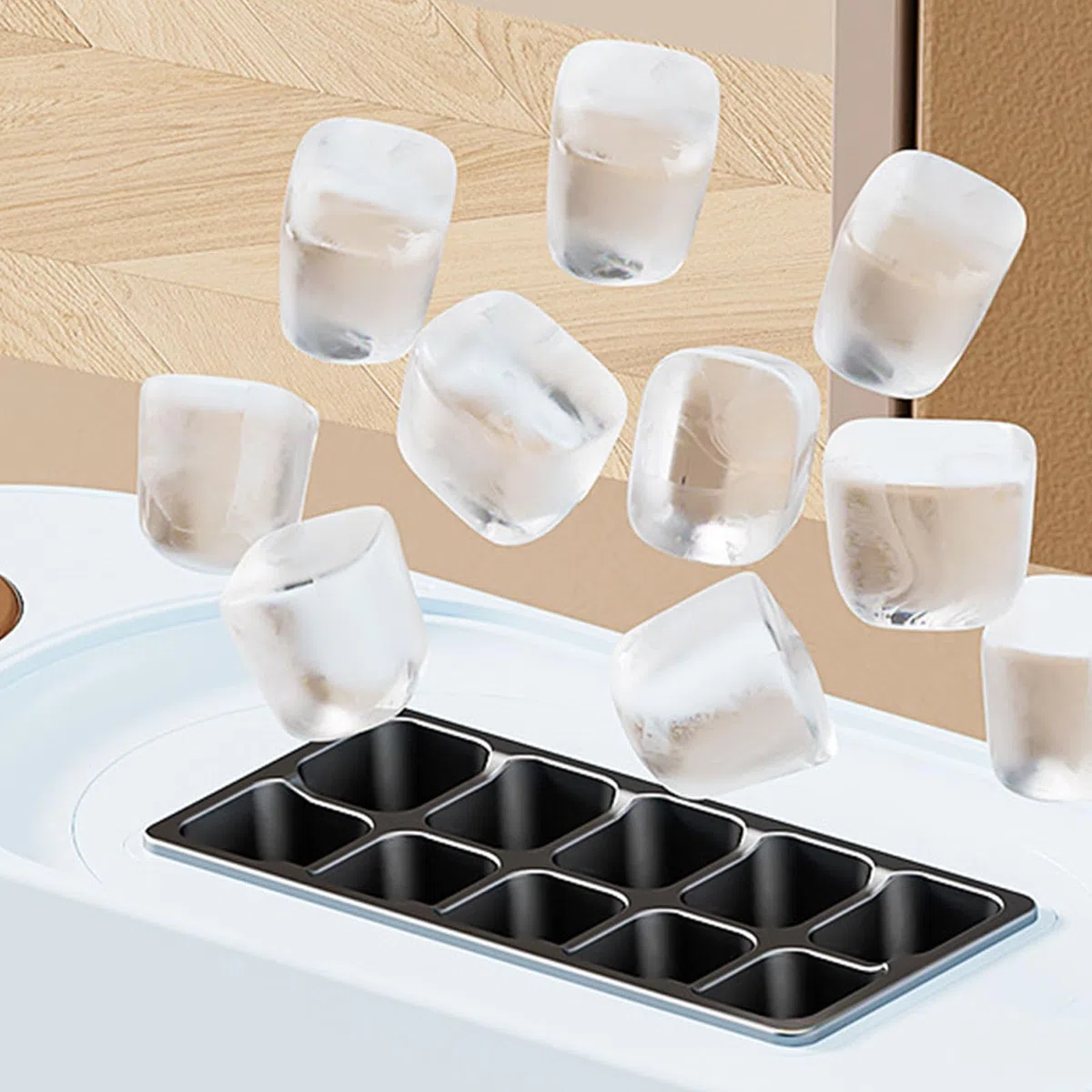 Máquina de Hielo de 12 V, Compacta, de Doble Alimentación, con Tiempo de Fabricación de 10 a 15 Minutos, Portátil, con Caja Automática y Cesta de Fácil acceso. Mini Máquin (Enchufe de la UE)