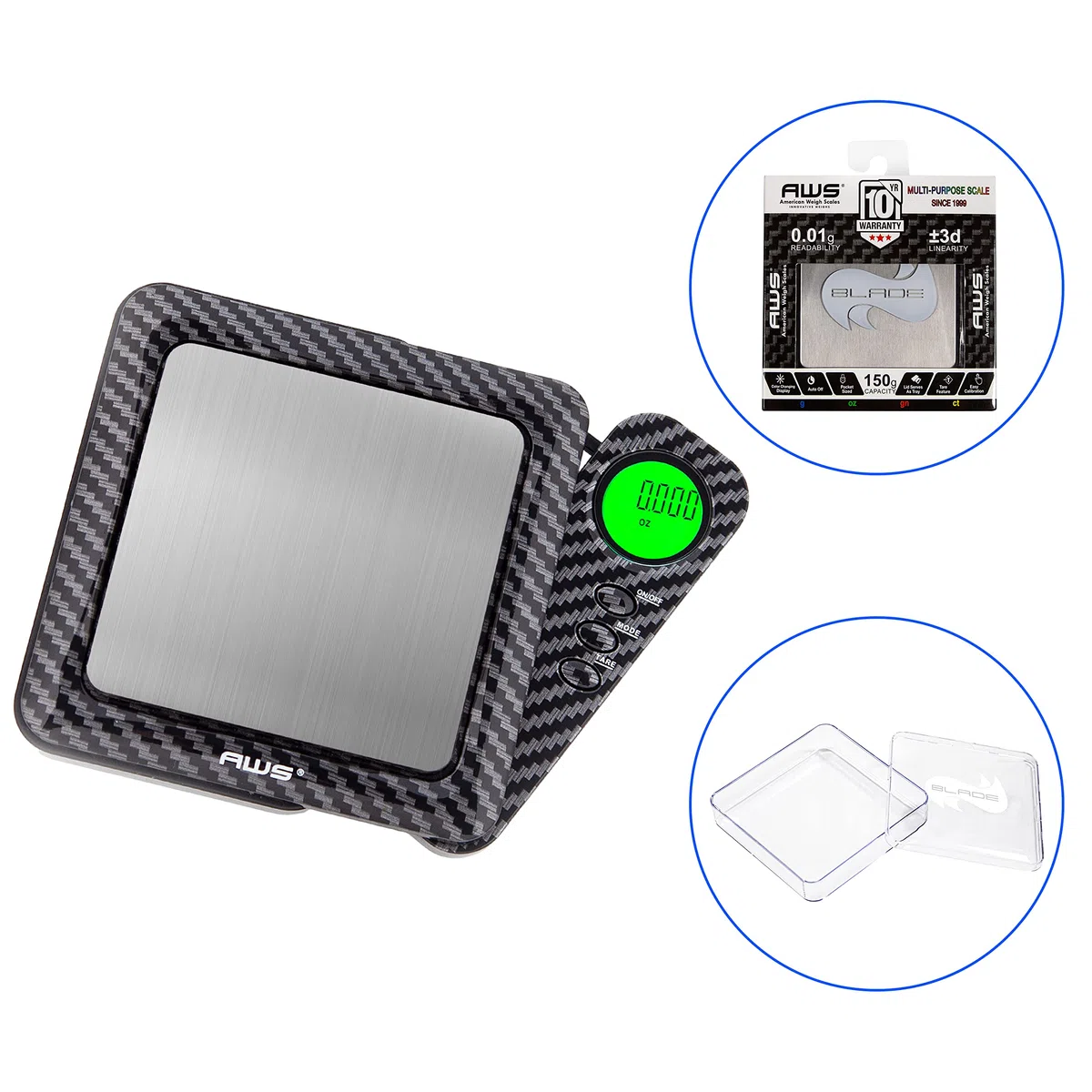 American Weigh Scales Blade Series - Báscula digital de bolsillo de fibra de carbono de edición limitada de 1200 g x 0,1 g (negro)