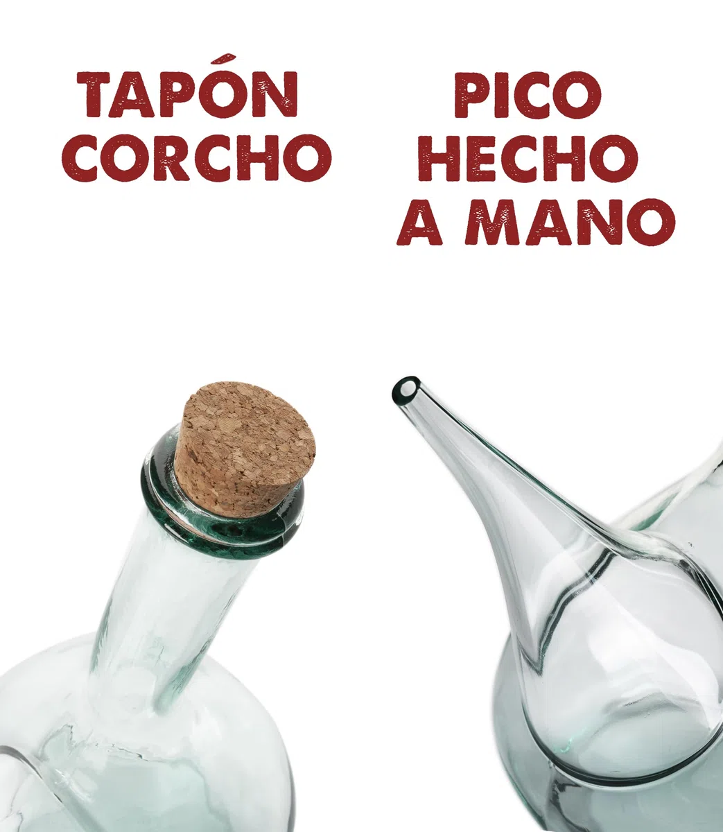 Porron de Vidrio Artesano. Porrón de Vino de Cristal 1000 ml. Decantador vino Barral. dispensador vino, aceite y cerveza 1l. Fabricado en España. Fabricado a Mano. Vidrio 100% Reciclado. (1000ML)