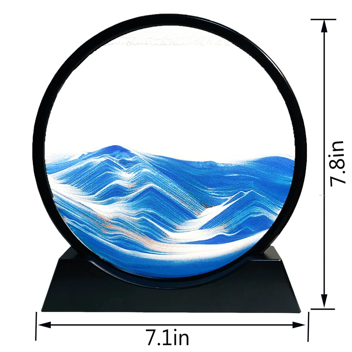 Imágenes de Arena Giratorias 3D Dinámicas, Marco de Cristal Redondo de Pintura de Arena Fluida, Decoración Relajante para Oficina, Casa, Arte de Oficina (Azul, 7 Pulgadas)
