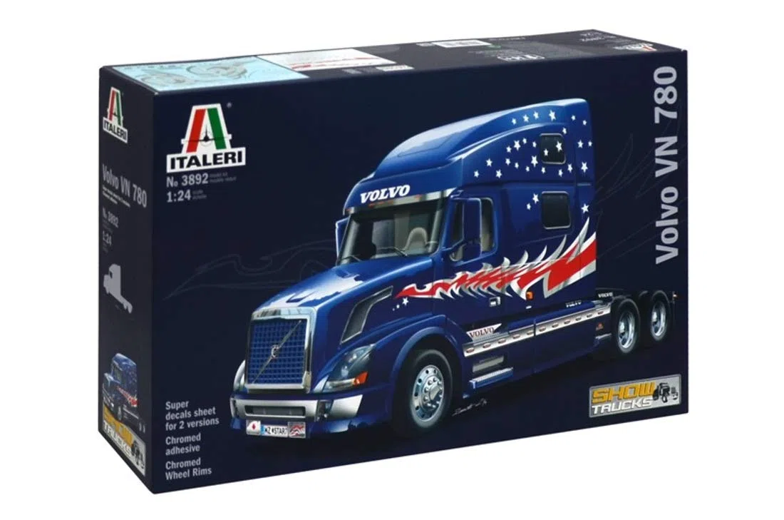 Italeri 3982S 1:24 Tractor Volvo VN 780 (3 Ejes) -réplica Fiel, modelismo, Hobby, encolado, Kit de plástico, Montaje, Color Silver (3892) (510003892)