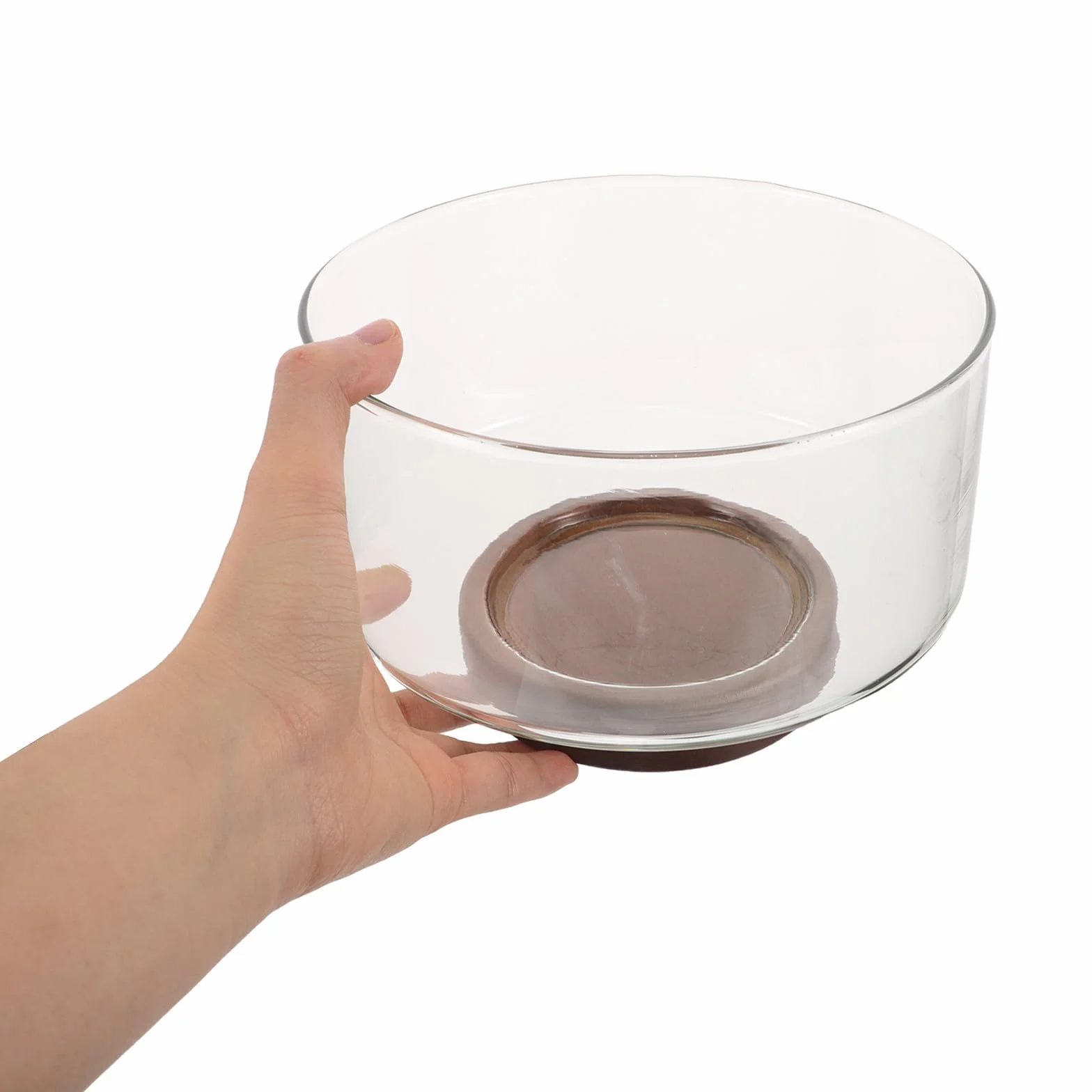 MAGICLULU Bol de Ensalada de Vidrio con Base de Madera, Capacidad de 1.7l, Resistente Temperatura y Fácil de Limpiar, Adecuado para Servir Ensaladas en Cocina Moderna