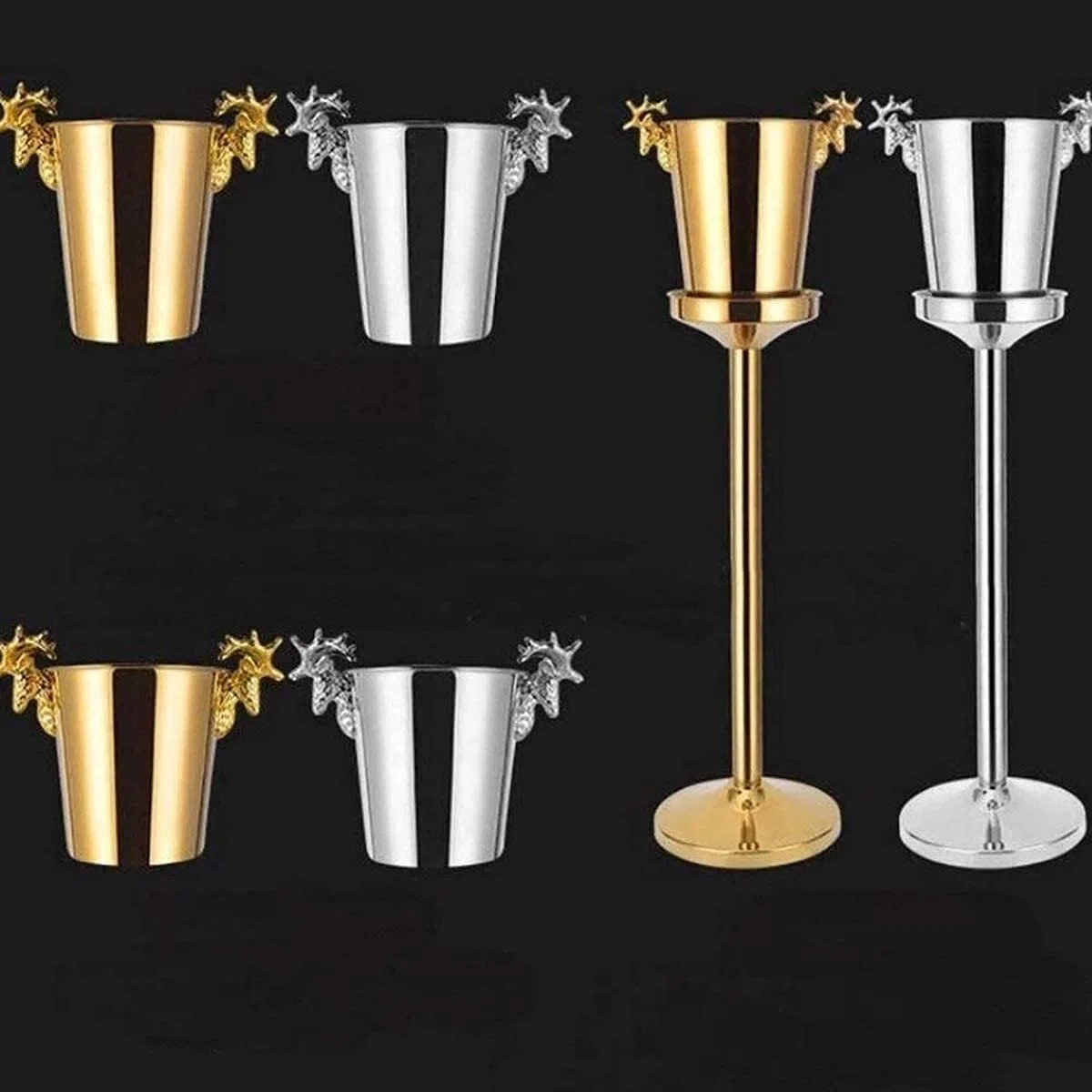 HSF Cubos de Hielo de Acero Inoxidable Conjuntos de Hielo de Acero Inoxidable con Recipiente Creativo de Cubitos de Hielo for Vino Botellas de Champagne 3L / 5L Cubiteras (Color : Tall, Size : 5L)