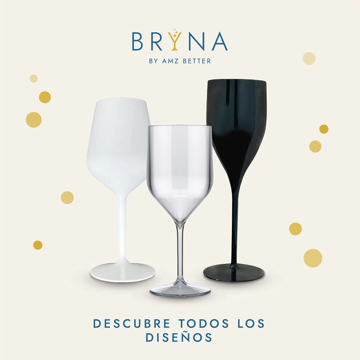 BRYNA - Set 6 Piezas Vasos GIN 75 cl de Policarbonato (Plástico Rígido), 100% Diseño Italiano, Vasos Irrompibles, Copas de Vino Reutilizables y Lavables, Transparente