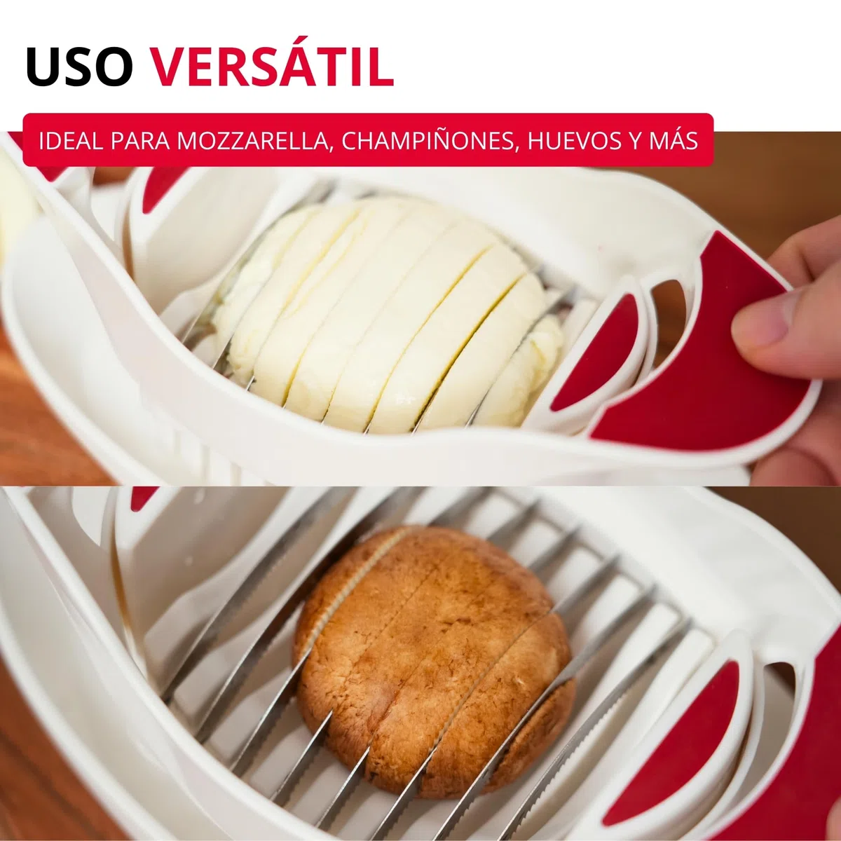Westmark Cortador de tomate y mozzarella con plato de corte y cuchillas dentadas, Acero inoxidable / plástico, Blanco / rojo, 11572260