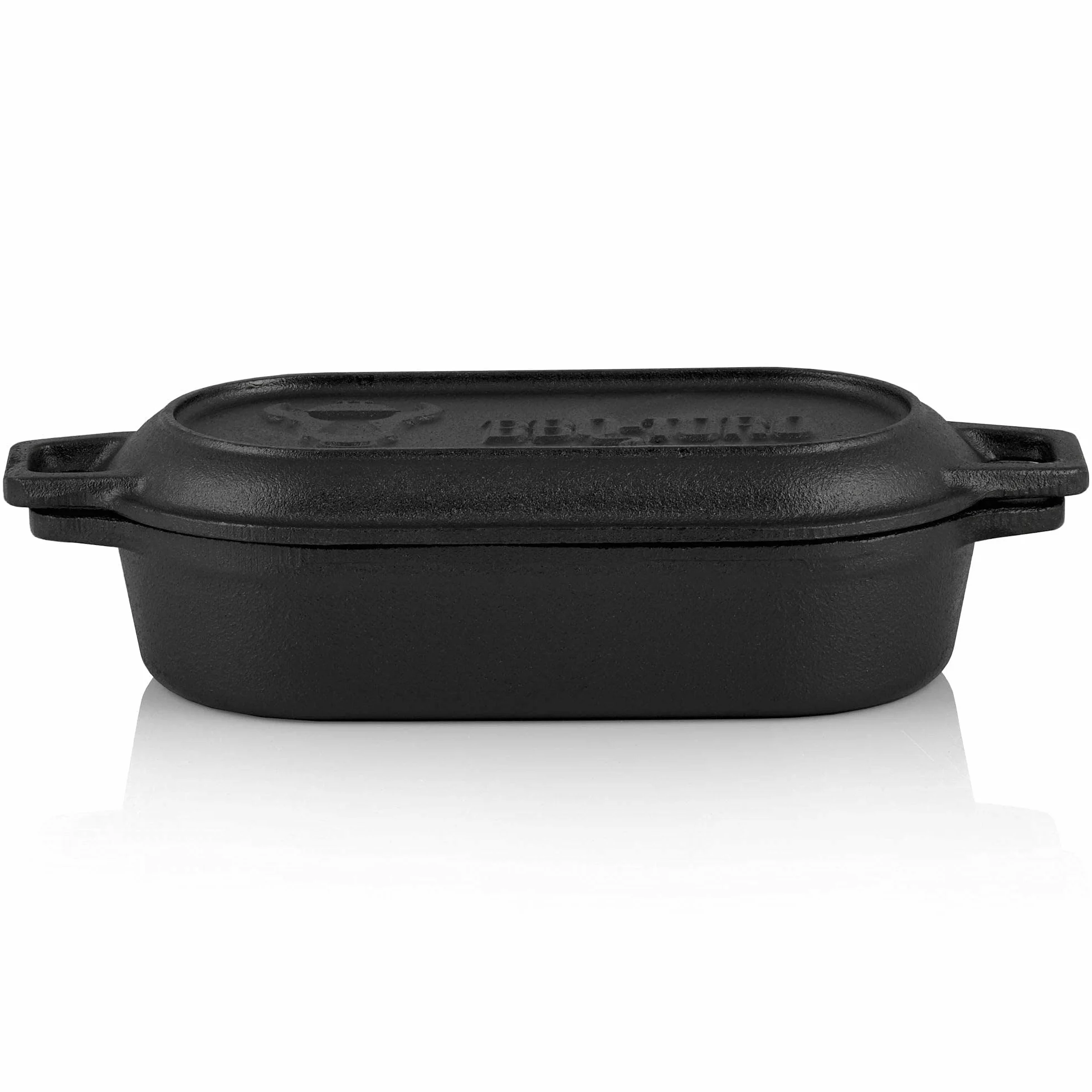 BBQ-Toro Olla de Hierro Fundido con Tapa y Asas | 1 litro | 29 x 12,5 x 5,5 cm | Curada - pre-Seasoned | Dutch Oven, Olla para Hornear, Horno Holandés