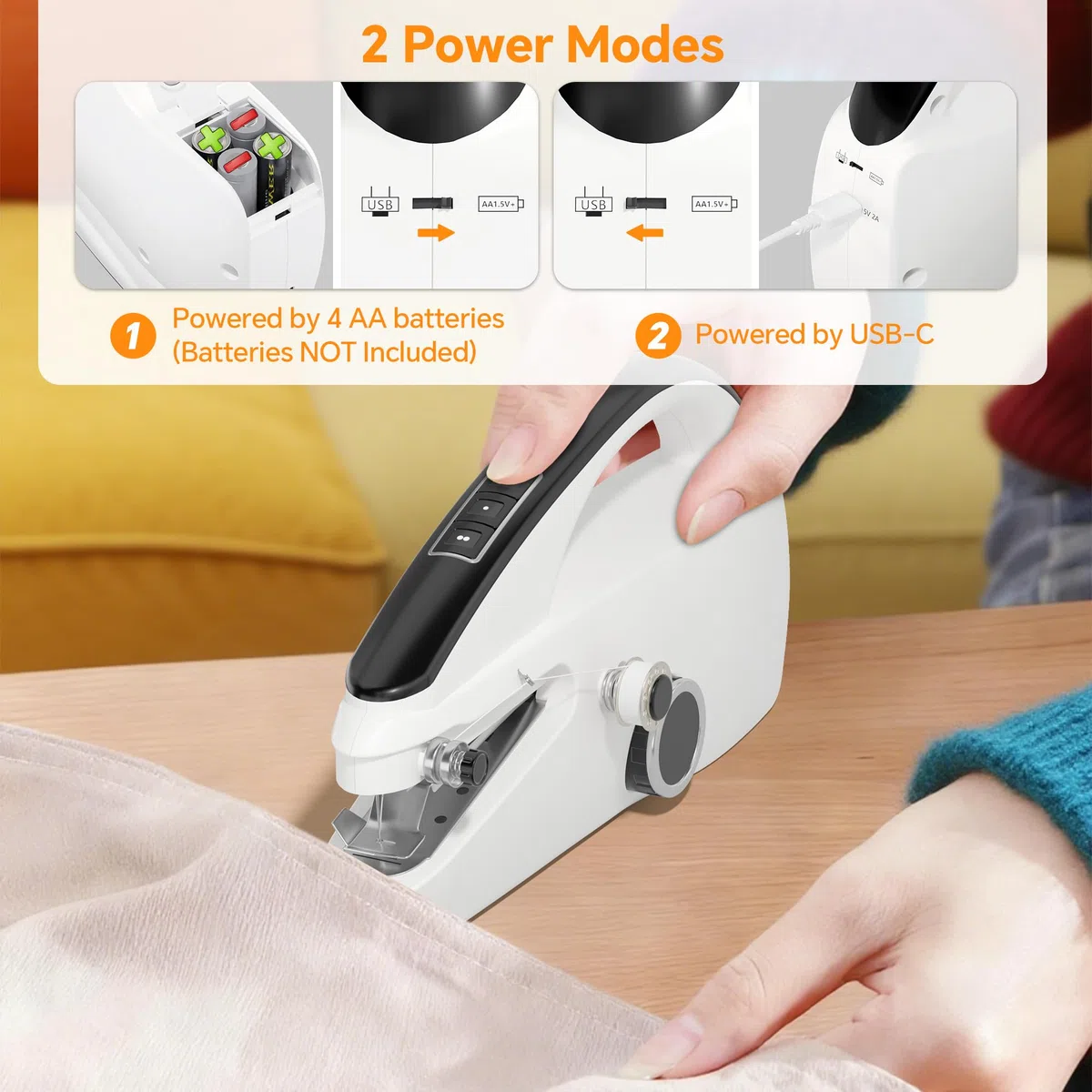 Máquina de coser de mano resistente y portátil, mini máquina de coser de 2 velocidades con kit de costura y bolsa de almacenamiento para principiantes, adultos, bricolaje, hogar, viajes