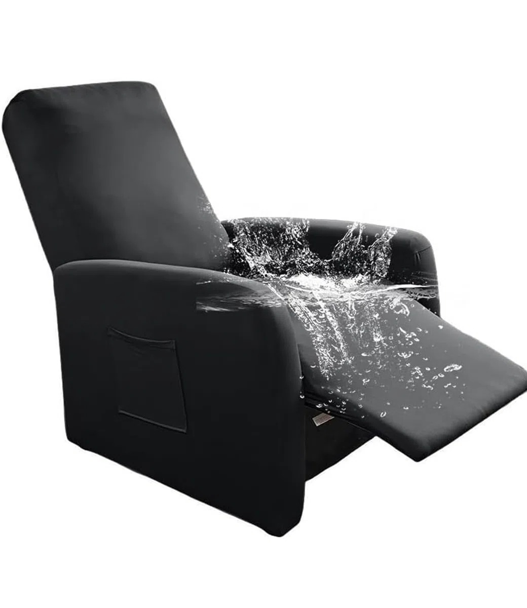 Highdi Funda Sillon Relax Reclinable, Elástica Funda Sillon Relax 1 Plaza, Gris Oscuro 4 Piezas Funda para Sofá Reclinable con Bolsillos Laterales Extraíble y Lavables
