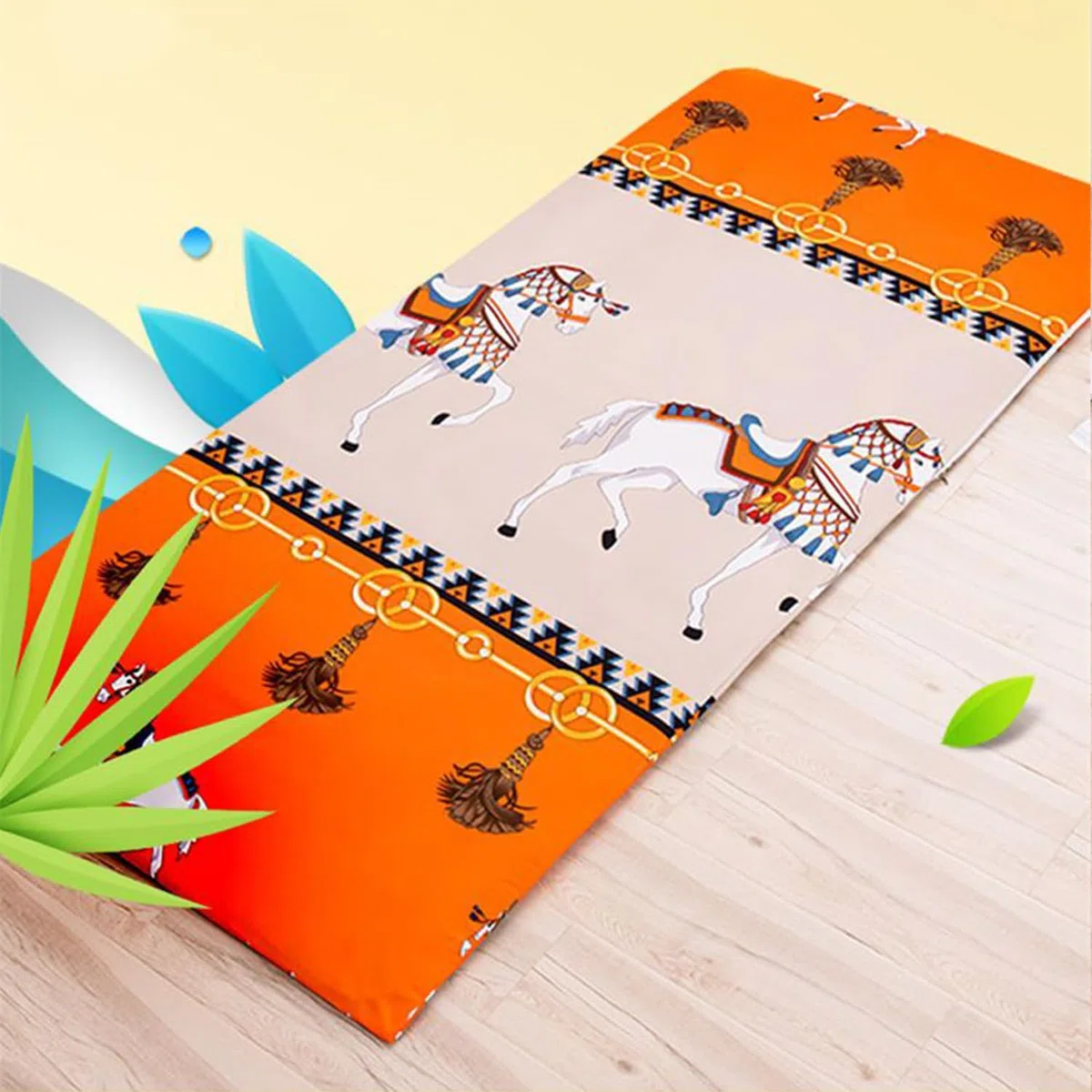 Funda De Algodón para Colchón De Futón De Suelo Japonés Tradicional,Funda Protectora De Futón con Cremallera Lavable A Máquina,Cubrecolchón Tatami para Viajes Negocios,Azul,80x190cm/31x75