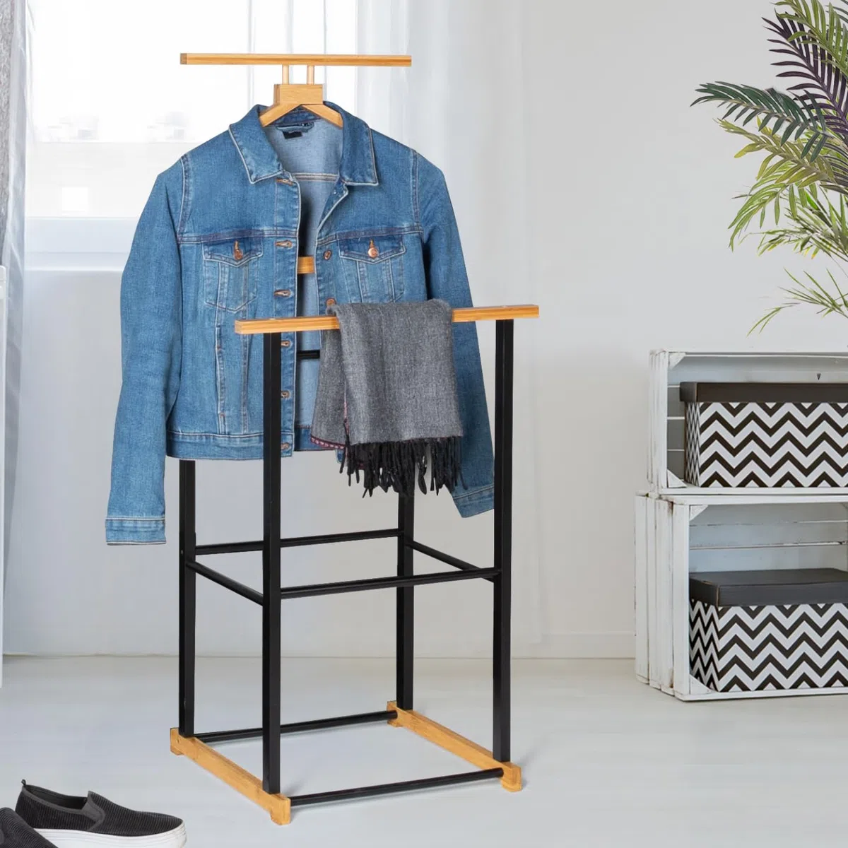 IDMarket - Perchero de madera y imitación metálica TOM