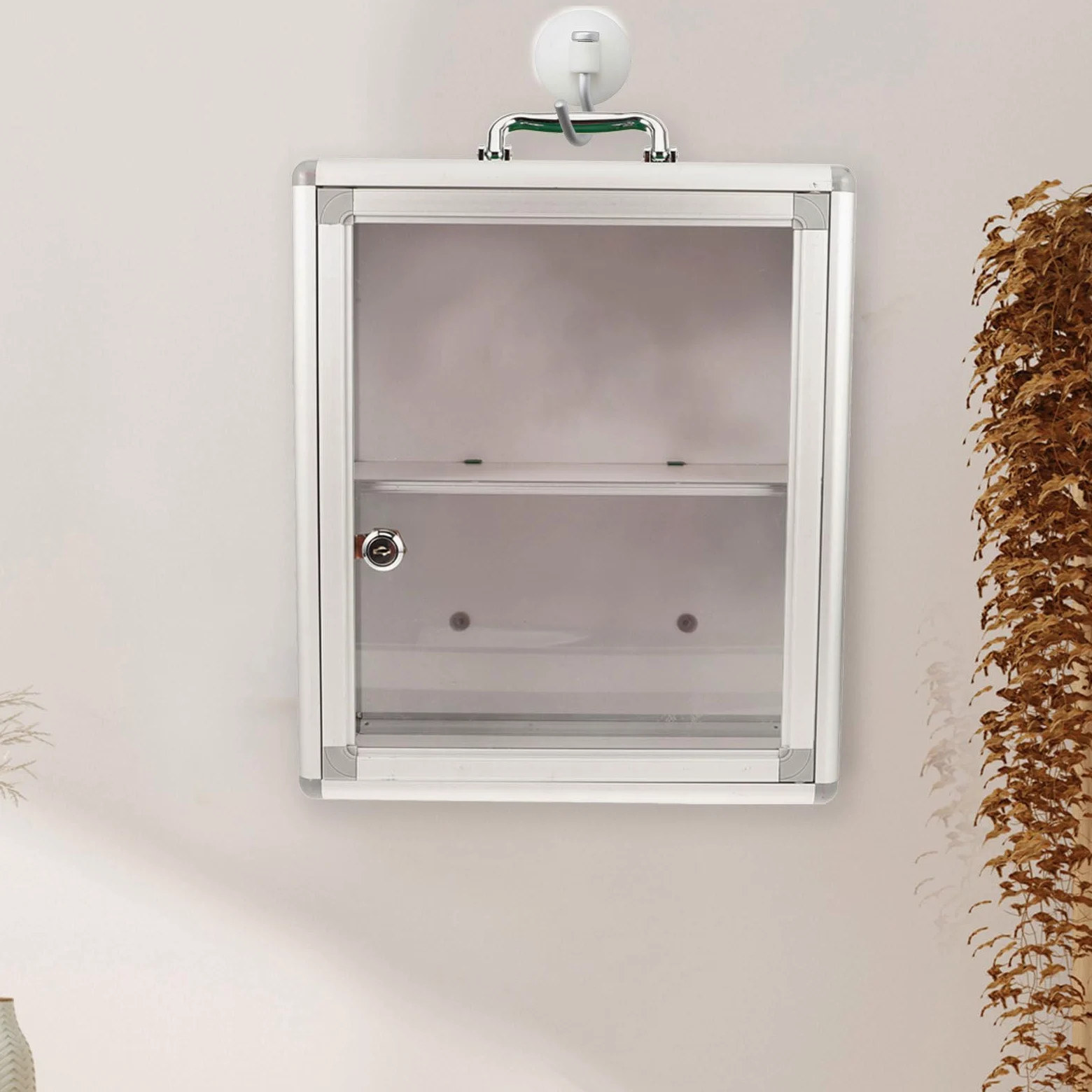 DOITOOL Gabinete Puerta Transparente de Primeros Auxilios Montado en Pared Gran Capacidad y para Almacenamiento y Organización Hogar y Casilleros
