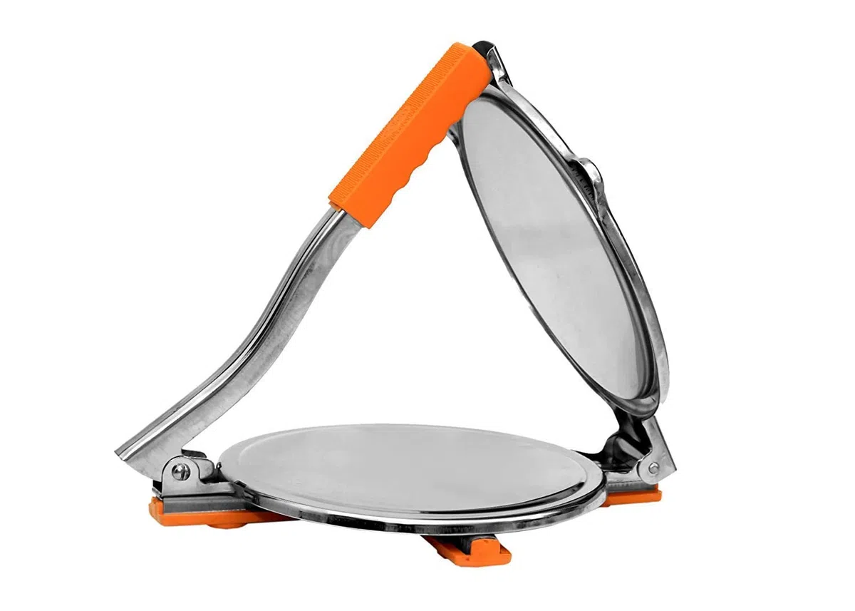 Máquina de tortilla de acero inoxidable, máquina de puri de acero inoxidable, prensa de tortilla, papad/khakhra/Chapati Maker (paquete de 1)