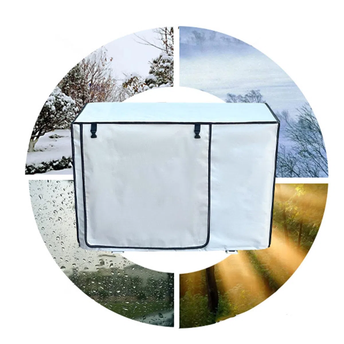 Cubiertas de aire acondicionado para exteriores, cubierta transpirable para aire acondicionado, cubierta protectora solar para unidad de aire acondicionado | Oxford Leaves Guard Cubierta de