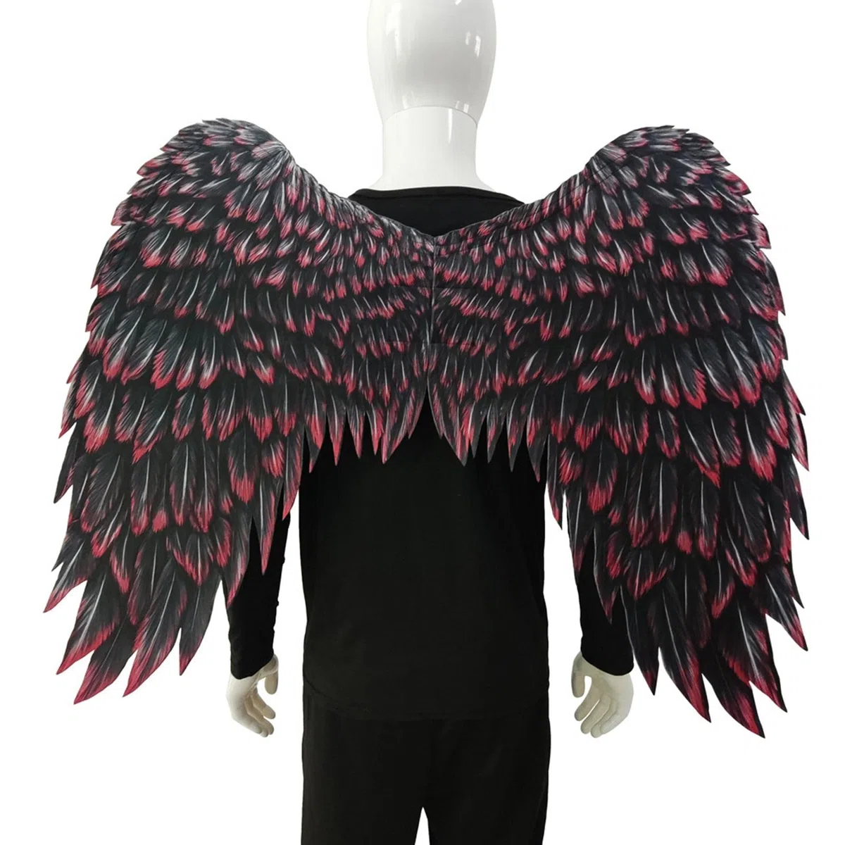 LOVIVER Grandes alas de ángel para Adultos Accesorios de Disfraces de Hadas Alas Decorativas Tela no Tejida Impresa para Fiesta Carnaval de Halloween Mardi, Negro Rojo