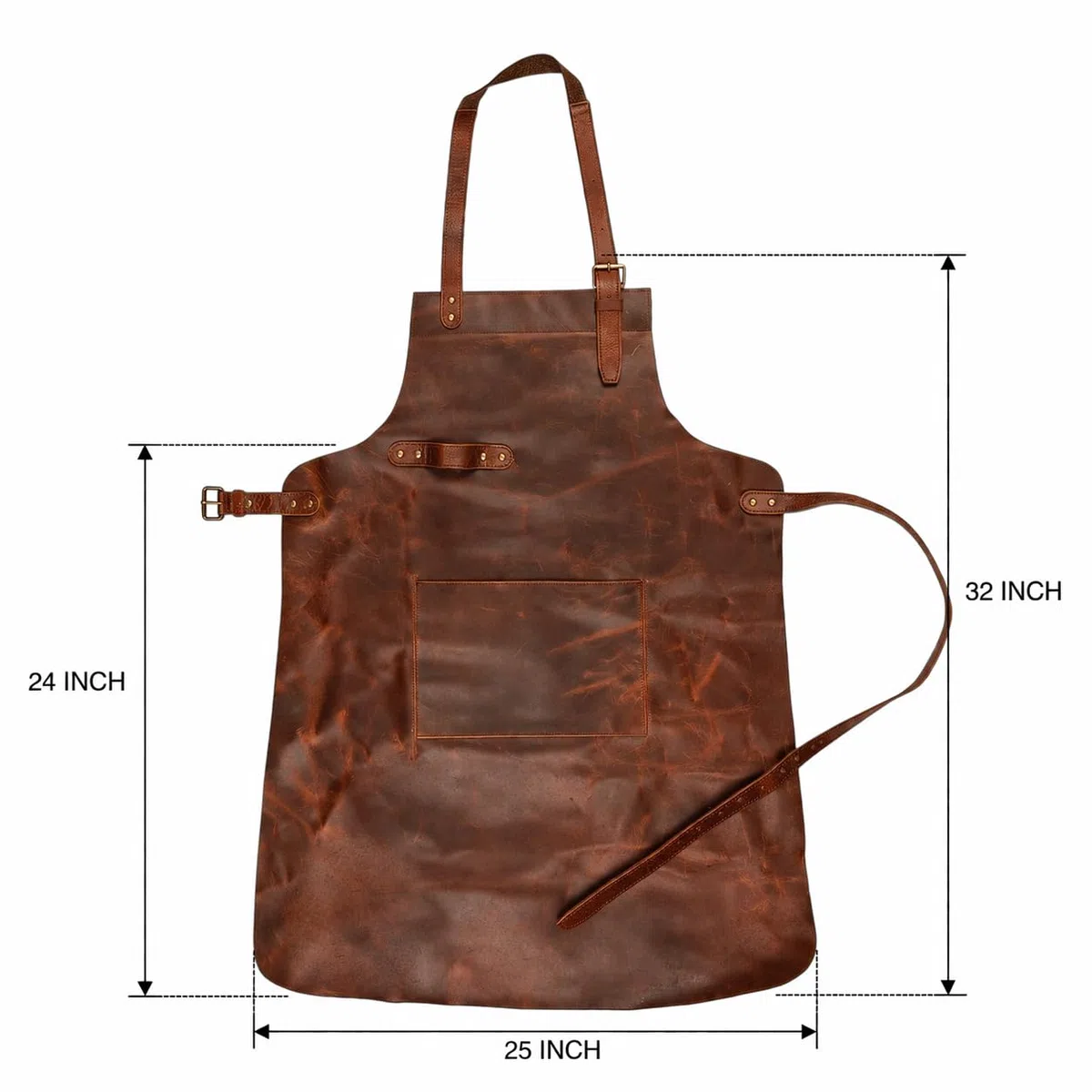 Delantal de cuero para hombres y mujeres – Delantal de primera calidad para barbacoa, carnicero, chef con correas ajustables y bolsillos