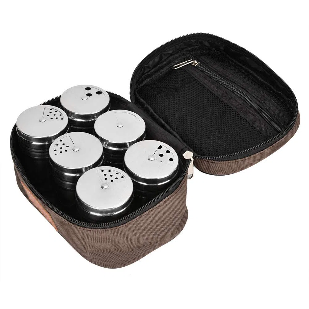 Tissting Botes Especieros Sazonadores, 6 Piezas Acero Inoxidable con Bolsa Cocina Exterior Acampada BBQ