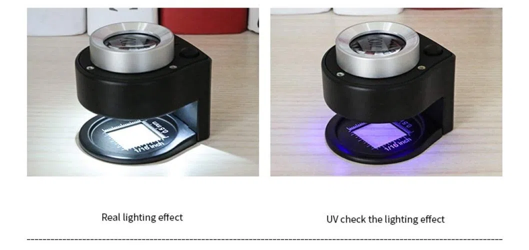 Lupa Escala de 30 x con 6 LED y luz UV, Lupa de Metal portátil de Escritorio Plegable Escala de Costura para Herramientas de joyería óptica Textil Monedas