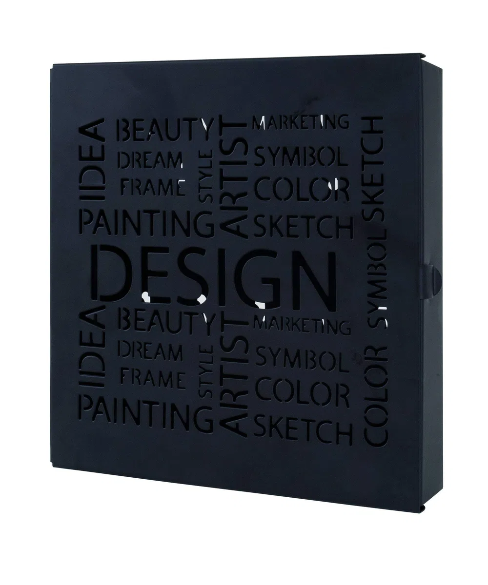 HAKU Caja de Llaves Negro, Metal, Metal - Dim.: AN 22 cm x AL 24 cm x P 5 cm, Estilo: Moderno