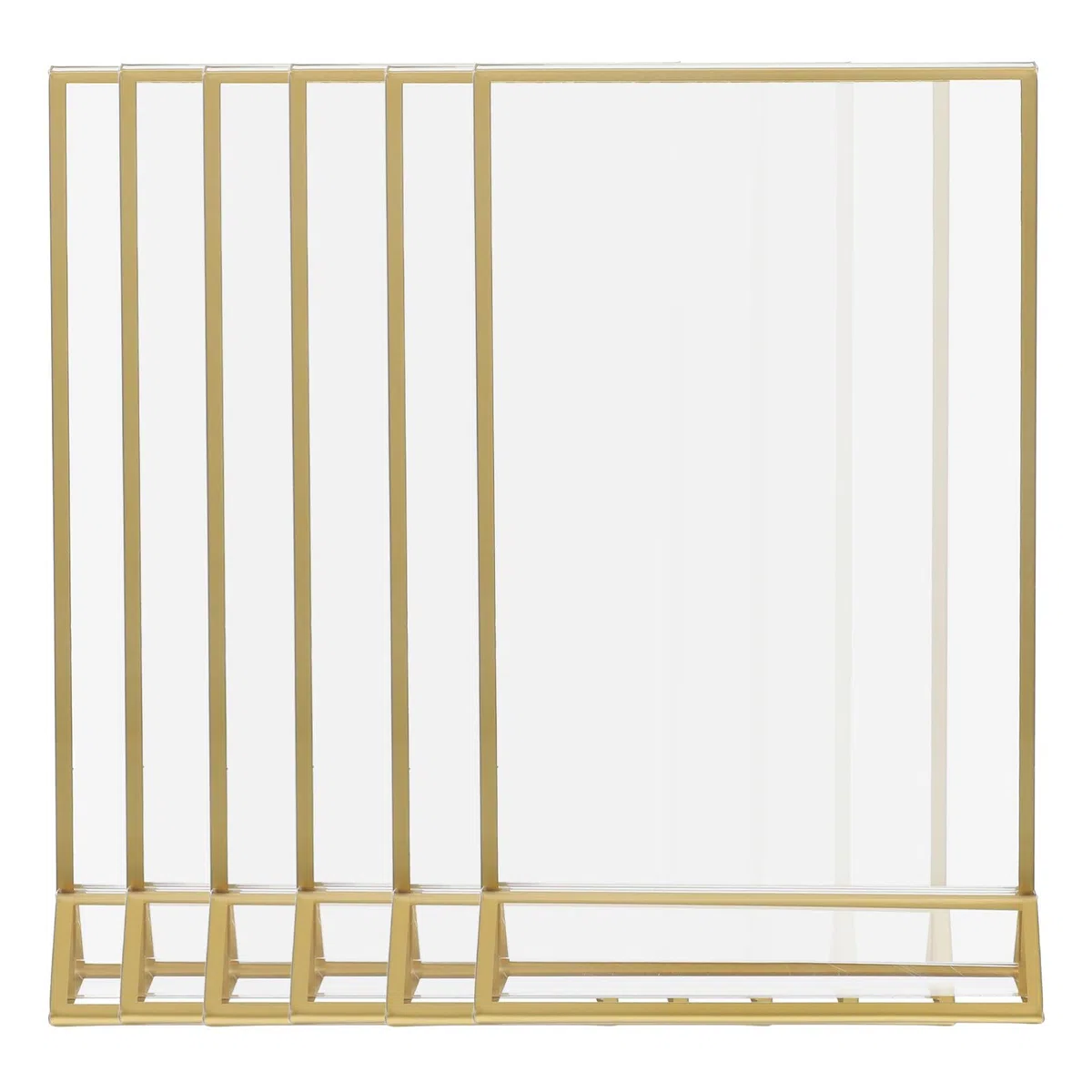 Porta Menú Acrílico Dorado de Doble Cara 6 Piezas para Mesa | Expositor de Carteles, para Centros Comerciales y Supermercados, Fácil de Llevar y Guardar