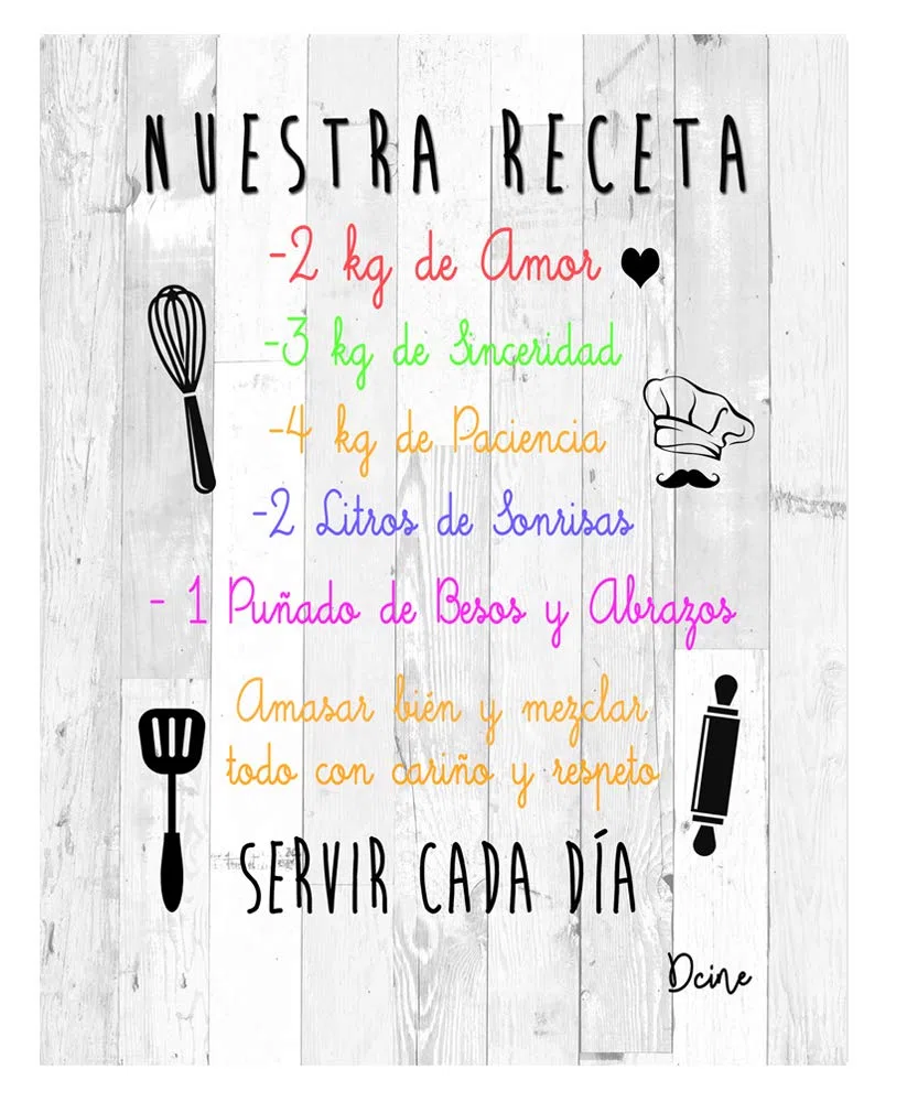 Cuadro Decorativo/Frases positivas/sobre Madera/Regalo/Normas del hogar 19 cm x 25 cm x 4 mm/Madera (Nuestra Receta)