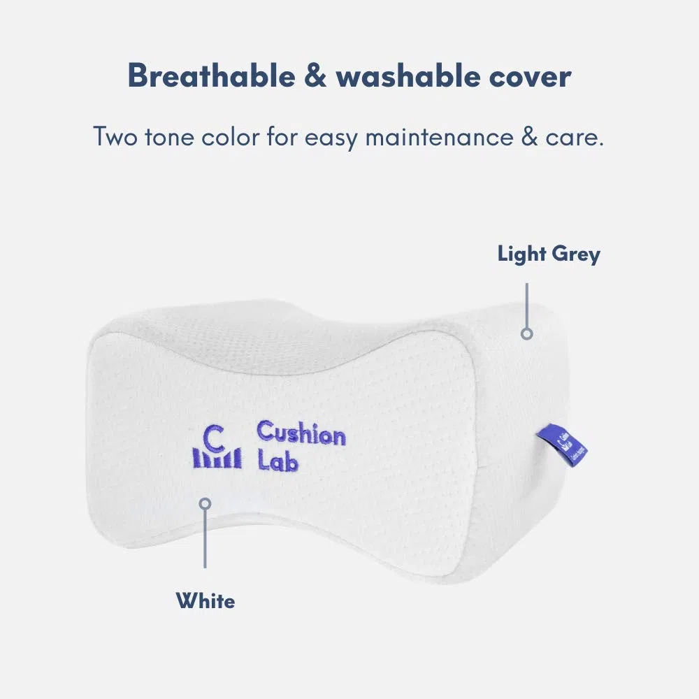 Cushion Lab - Almohada ortopédica Extra densa de Rodilla para Personas Que Duermen de Lado con Funda hipoalergénica, Soporte Firme de piernas para Cadera, Embarazo, ciática, articulaciones, Columna