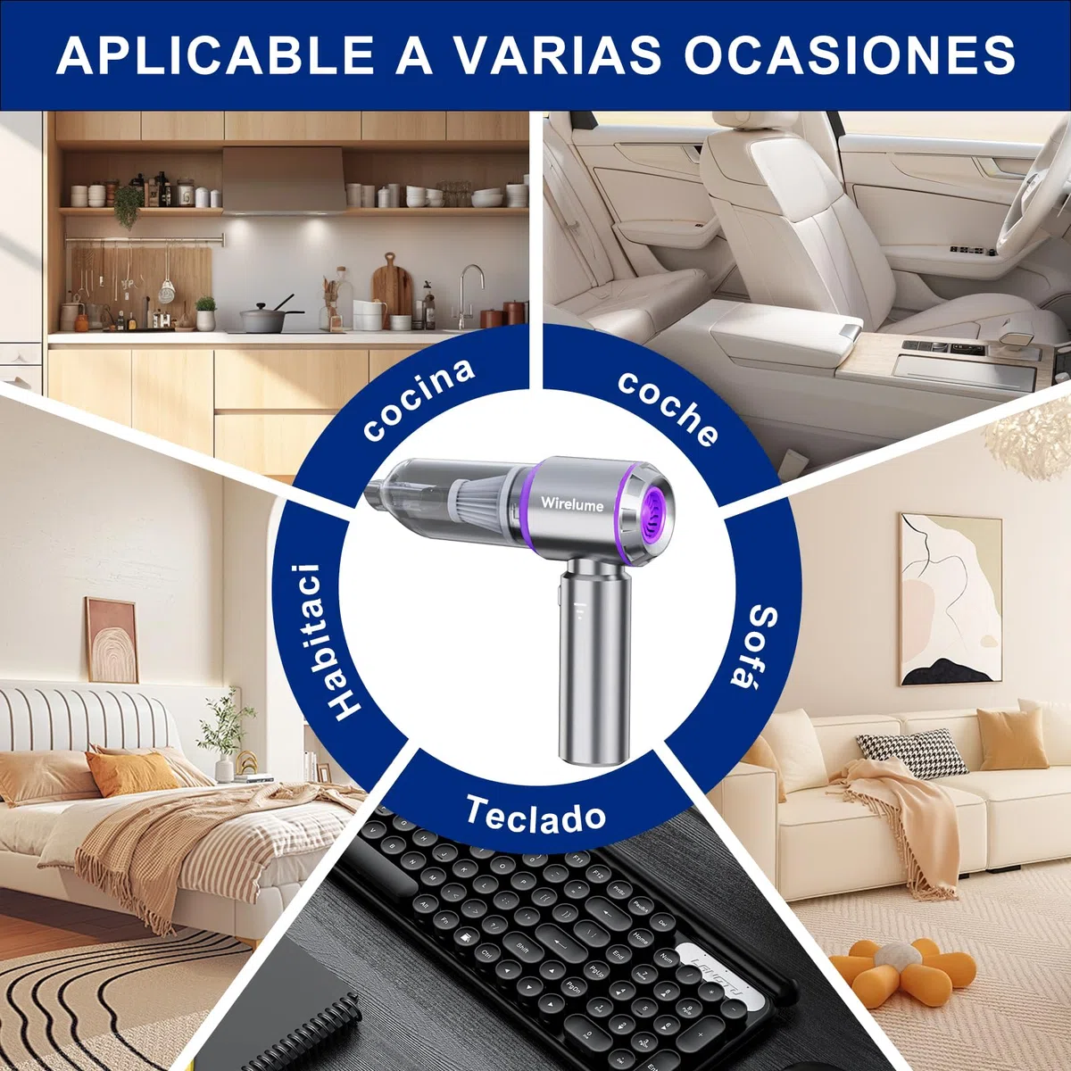 Aspirador de Mano para Coche inalámbrica Potente 22000 Pa succión ciclónica Fuerte Motor Mini pequeña de Mesa sin escobillas portátil Recargable Ligera para Pelo de Mascotas, vehículo, hogar