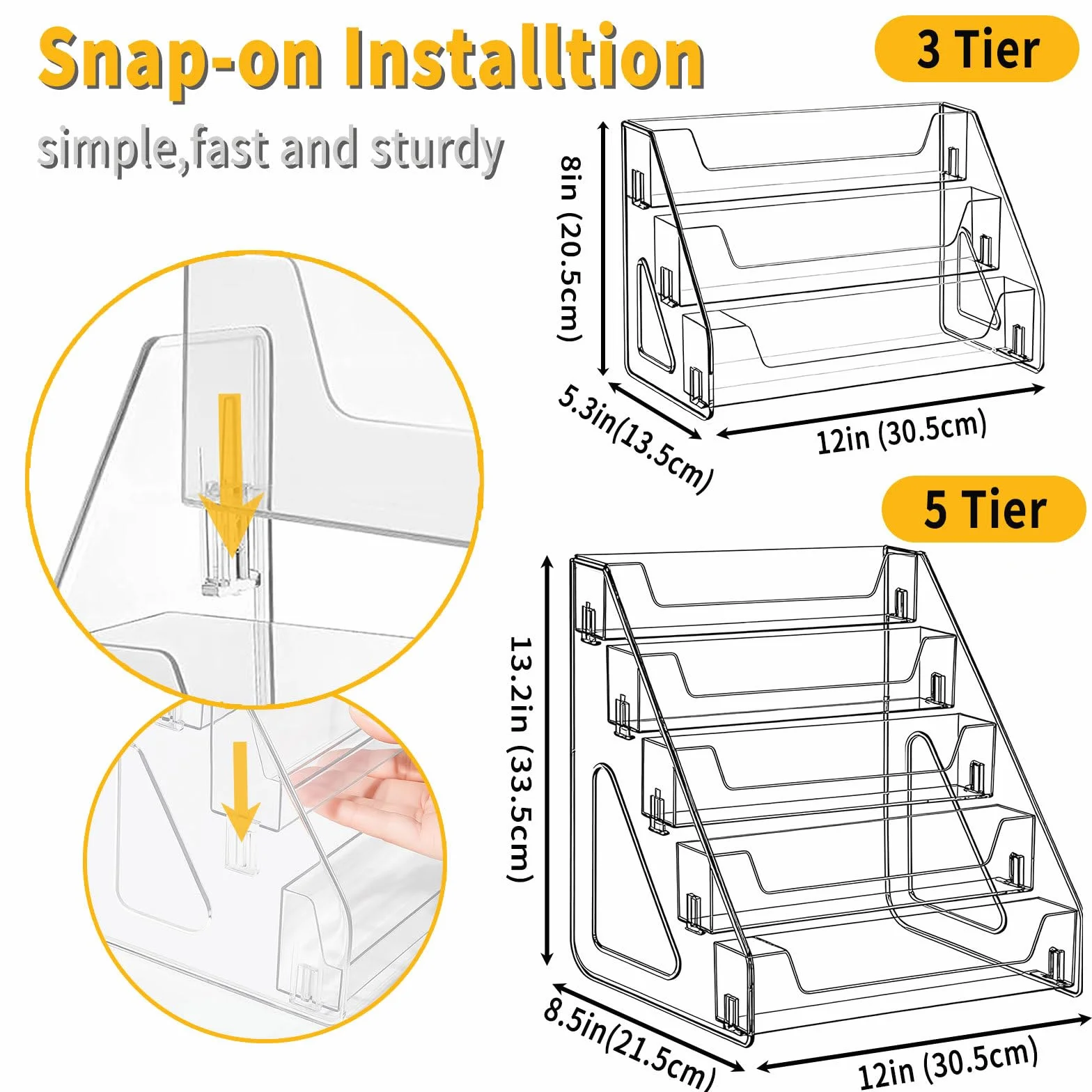 Oncpcare Soporte de exhibición transparente de 3 niveles para tarjetas coleccionables – Estante vertical de PET para cargadores superiores, soportes magnéticos, losas de tarjetas coleccionables y