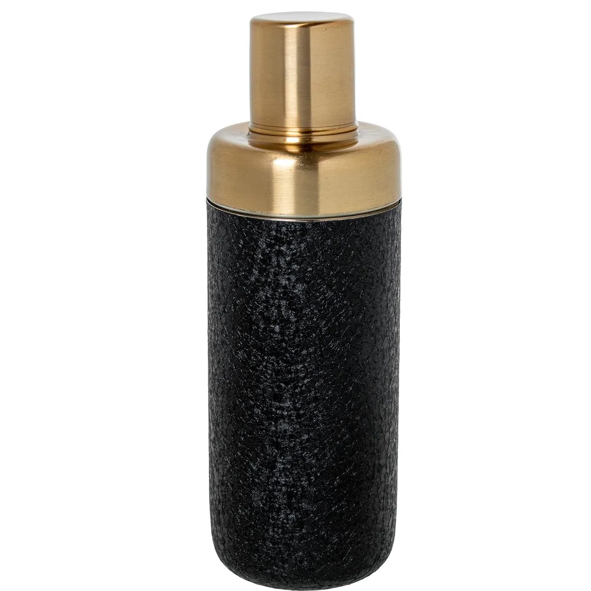 DRW Coctelera de 550ml de Acero Inoxidable Oro Mate Cubierta Negro 7,5x7,5x23 cm