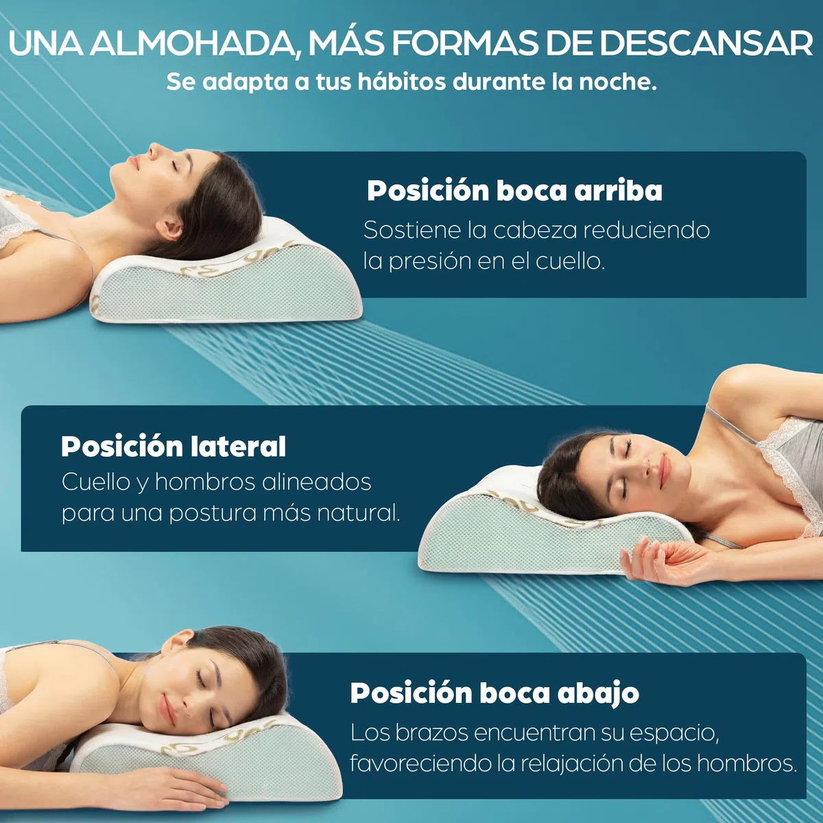 Flowen Almohada Cervical y Cuello Viscoelastica Cojin Ortopédico para Dormir Antiácaros Antialérgico y Transpirable Ideal para Dolores de Cuello Forro en Bamboo Antibacteriano Extraíble y Lavable