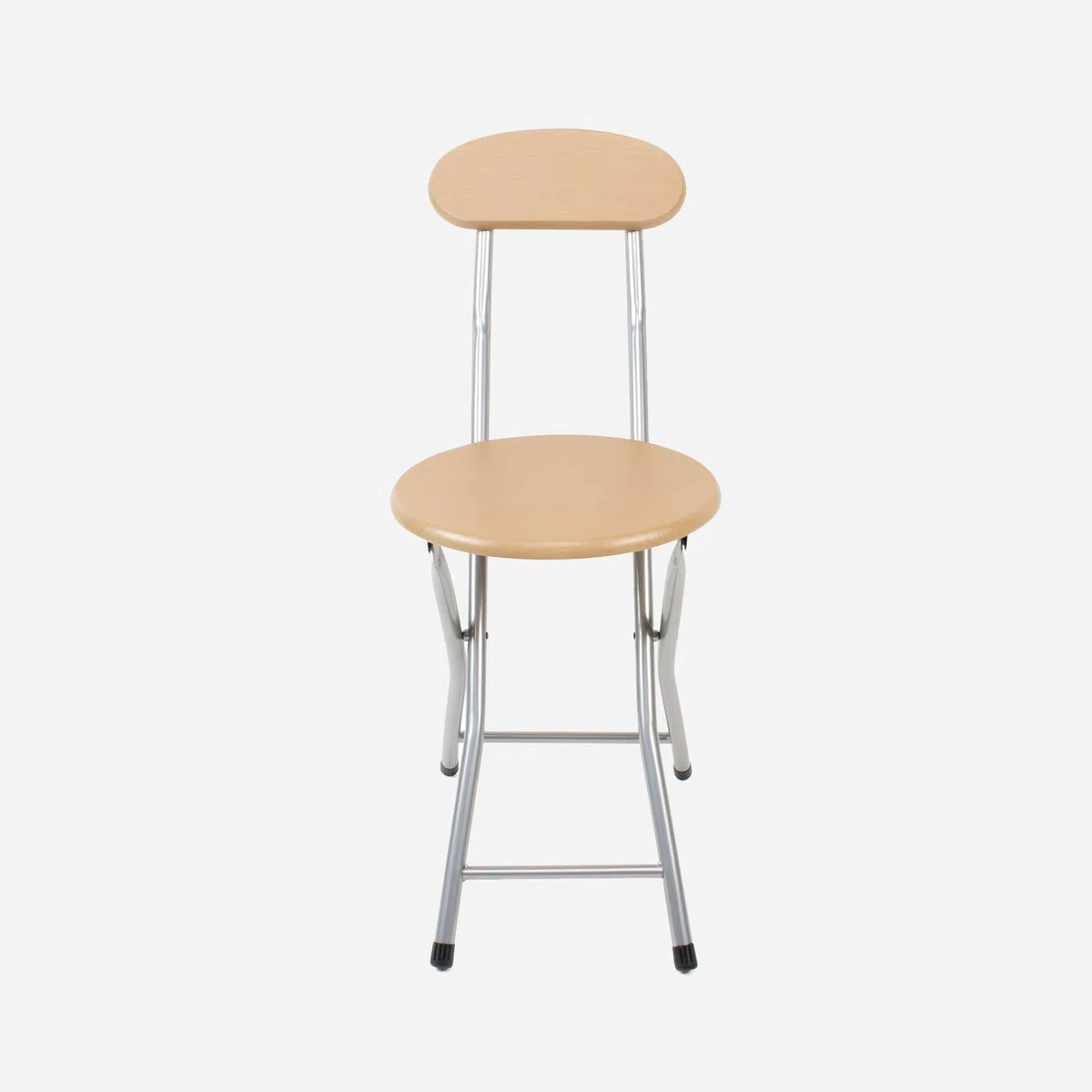 THE SECRET HOME Sillas Plegables de Cocina - Asiento Plegable de Metal y Madera - Silla Apta para Interior y Exterior (2, Madera Natural/Plata, 29x74x36 cm)