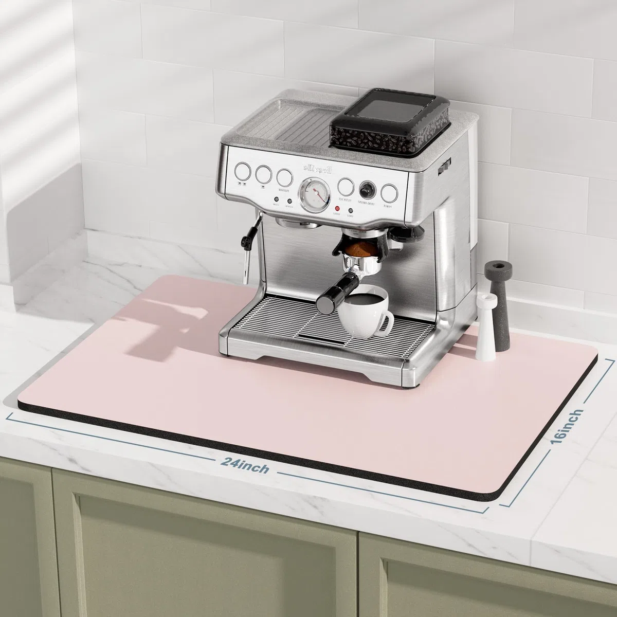 Rnivvi Tapete de café, 16 x 24 pulgadas, tapete de barra de café para accesorios y organizador de estación de café, almohadilla de secado de platos antiabsorbente para encimera de cocina, bonita
