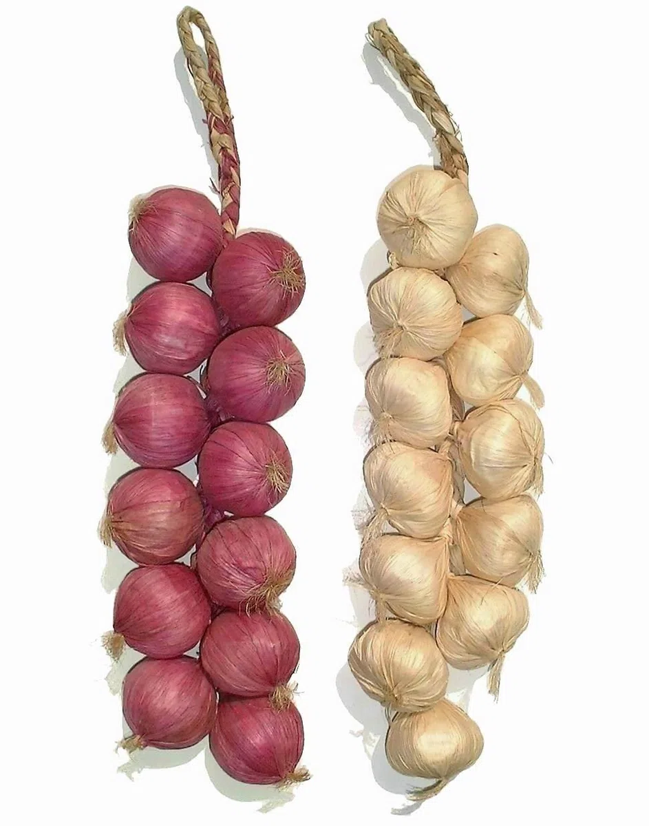 Lihou 2 x 20 cuerdas de cebolla y ajo, verduras artificiales