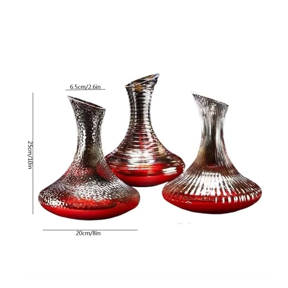 Licorera Juego de Tres jarras decantadoras de Vino Tinto Creativas de Cristal for el hogar.
