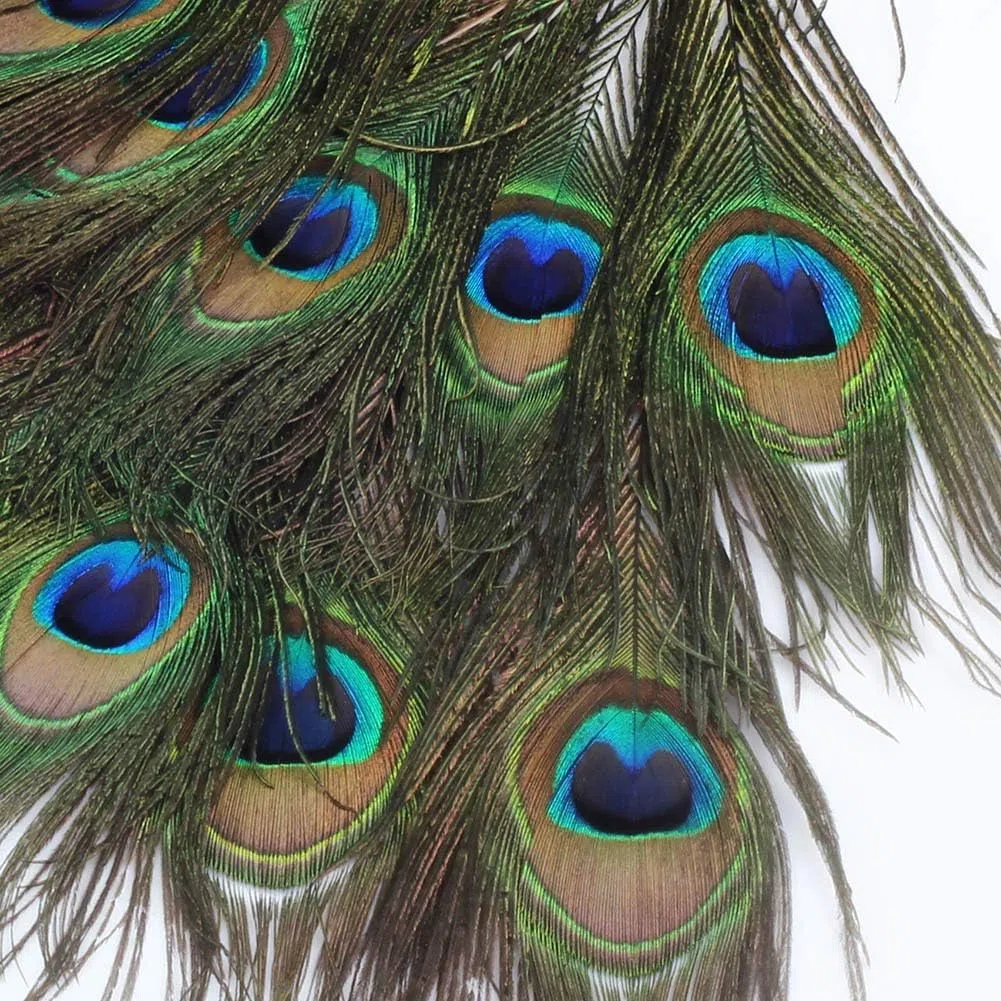 Plumas Pavo Real Largas Naturales, 50pcs Plumas de Pavo Real Exquisito Hermoso Plumas Decoracion Manualidades con Ojo para Decoración Banquete de Boda de la Mascarada del Carnaval (28-32CM)